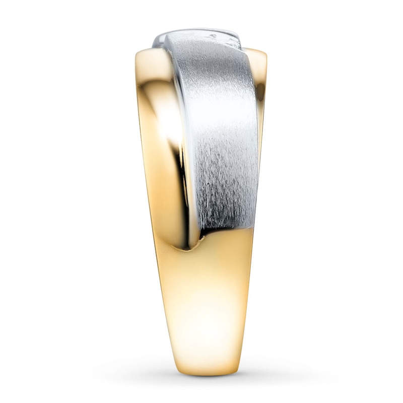 Main Image 3 of Men's Diamond Band 1/10 ct tw Round-cut 10K Two-Tone Gold