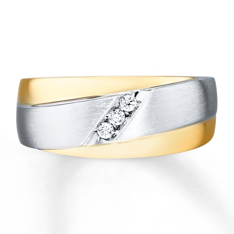 Main Image 4 of Men's Diamond Band 1/10 ct tw Round-cut 10K Two-Tone Gold