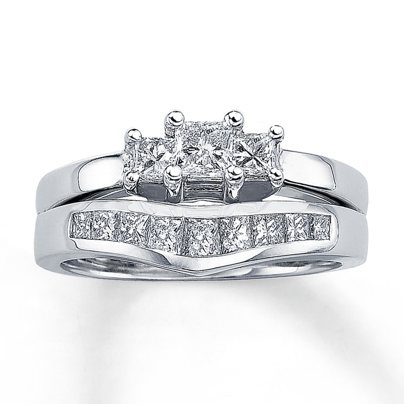 Main Image 4 of Diamond Enhancer Ring 3/8 ct tw Princess-Cut 14K White Gold