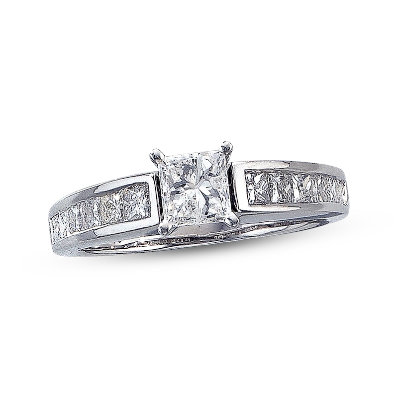 Main Image 1 of Diamond Engagement Ring 1-1/4 ct tw Princess-cut 14K White Gold