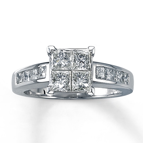 Diamond Engagement Ring 1-5/8 ct tw Princess-cut 14K White Gold