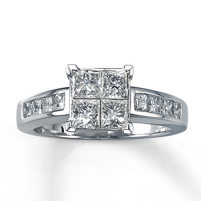 Main Image 1 of Diamond Engagement Ring 1-5/8 ct tw Princess-cut 14K White Gold
