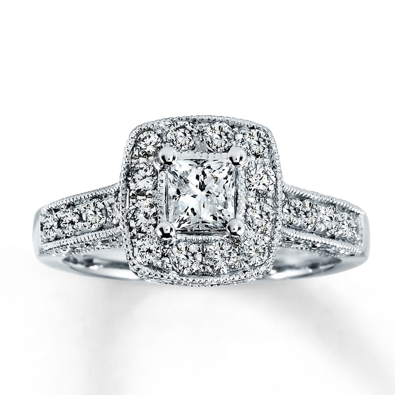 Diamond Engagement Ring ct tw Princess-cut 14K White Gold