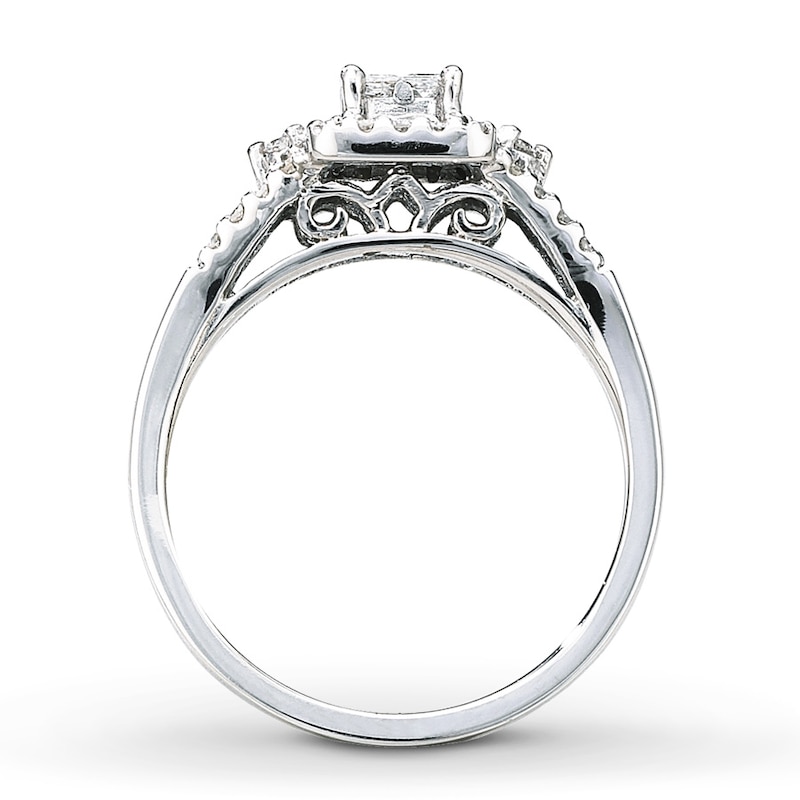 Main Image 2 of Multi-Diamond Engagement Ring 1/3 ct tw 10K White Gold