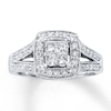 Thumbnail Image 1 of Diamond Engagement Ring 3/4 ct tw Princess-cut 14K White Gold