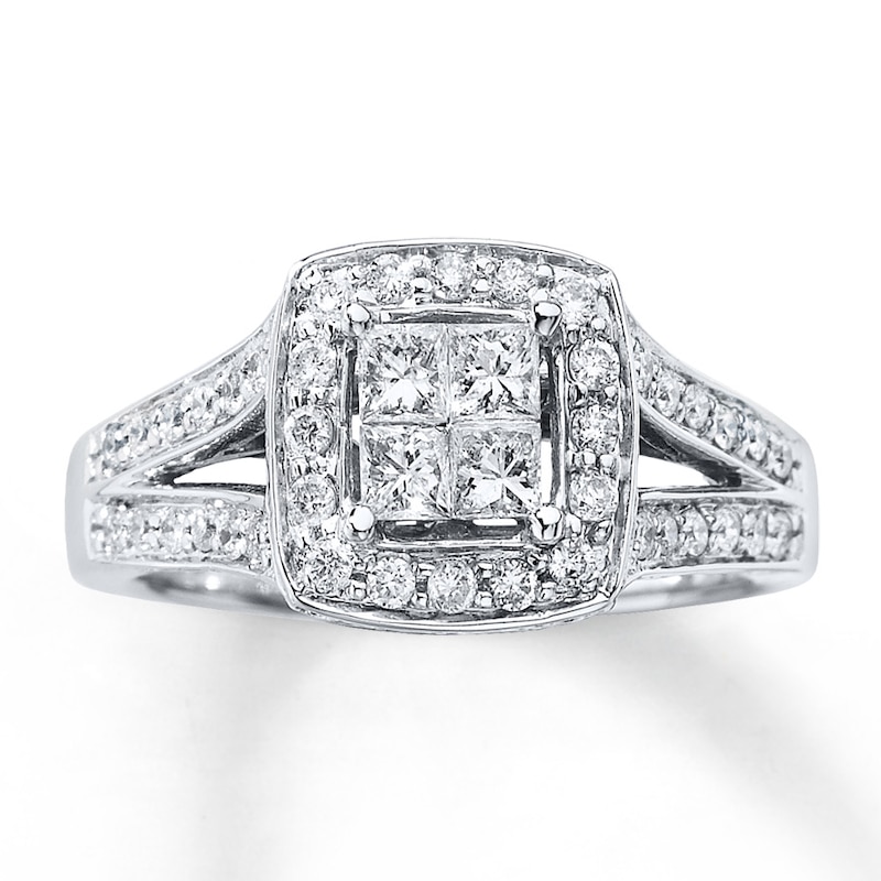 Main Image 1 of Diamond Engagement Ring 3/4 ct tw Princess-cut 14K White Gold
