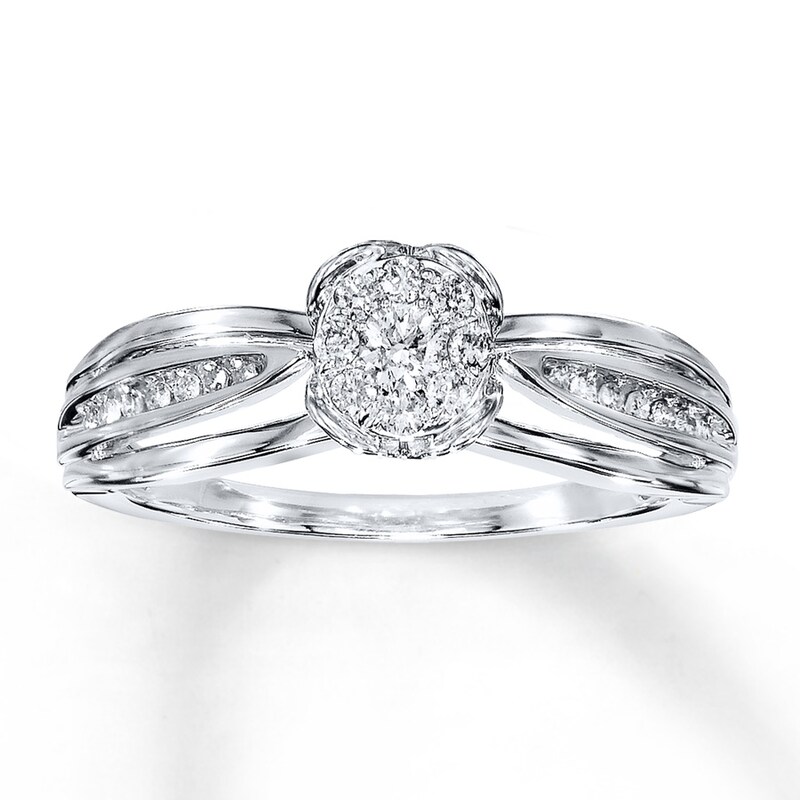 Main Image 1 of Engagement Ring 1/5 ct tw Diamonds 10K White Gold
