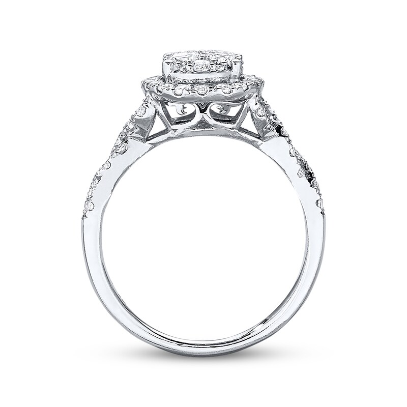 Engagement Ring 1 ct tw Diamonds 14K White Gold