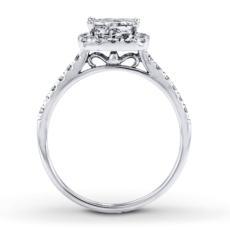 Multi-Diamond Engagement Ring 1 ct tw Princess-Cut 14K White Gold