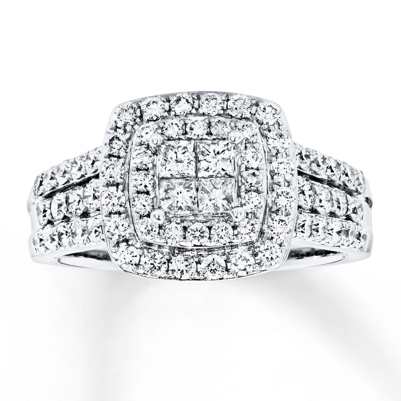 Multi-Diamond Engagement Ring 1 ct tw Princess-cut 14K White Gold