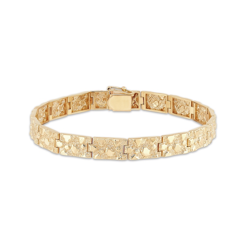 Nugget Geometric Link Bracelet 10K Yellow Gold 8.5"