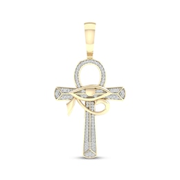 Men's Eye of Horus Ankh Diamond Charm 1/3 ct tw 10K Yellow Gold