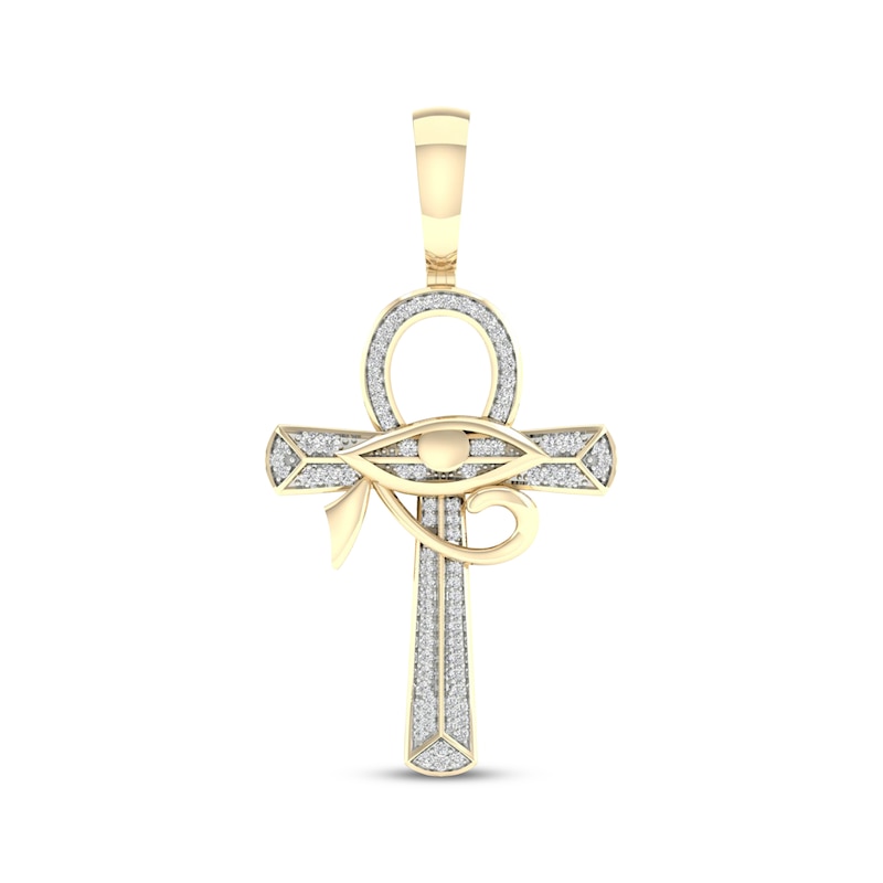 Main Image 1 of Men's Eye of Horus Ankh Diamond Charm 1/3 ct tw 10K Yellow Gold