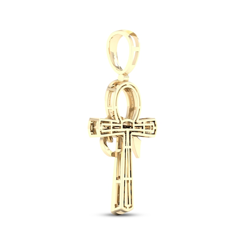 Main Image 4 of Men's Eye of Horus Ankh Diamond Charm 1/3 ct tw 10K Yellow Gold