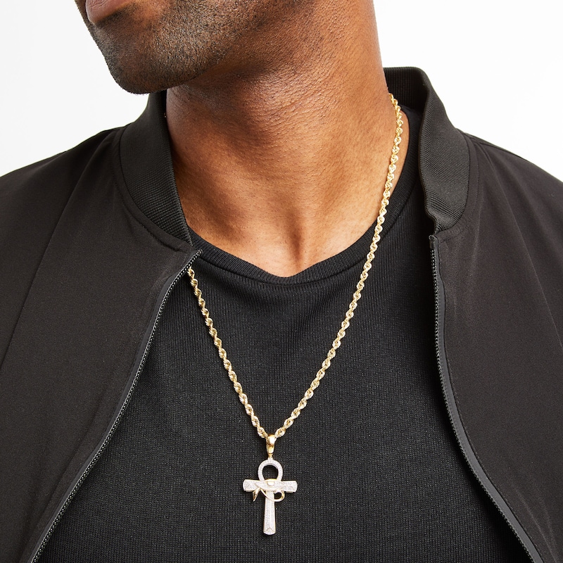Main Image 5 of Men's Eye of Horus Ankh Diamond Charm 1/3 ct tw 10K Yellow Gold
