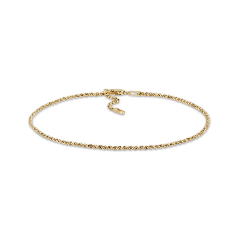 Main Image 1 of Rope Chain Anklet Semi-Solid 14K Yellow Gold 10”