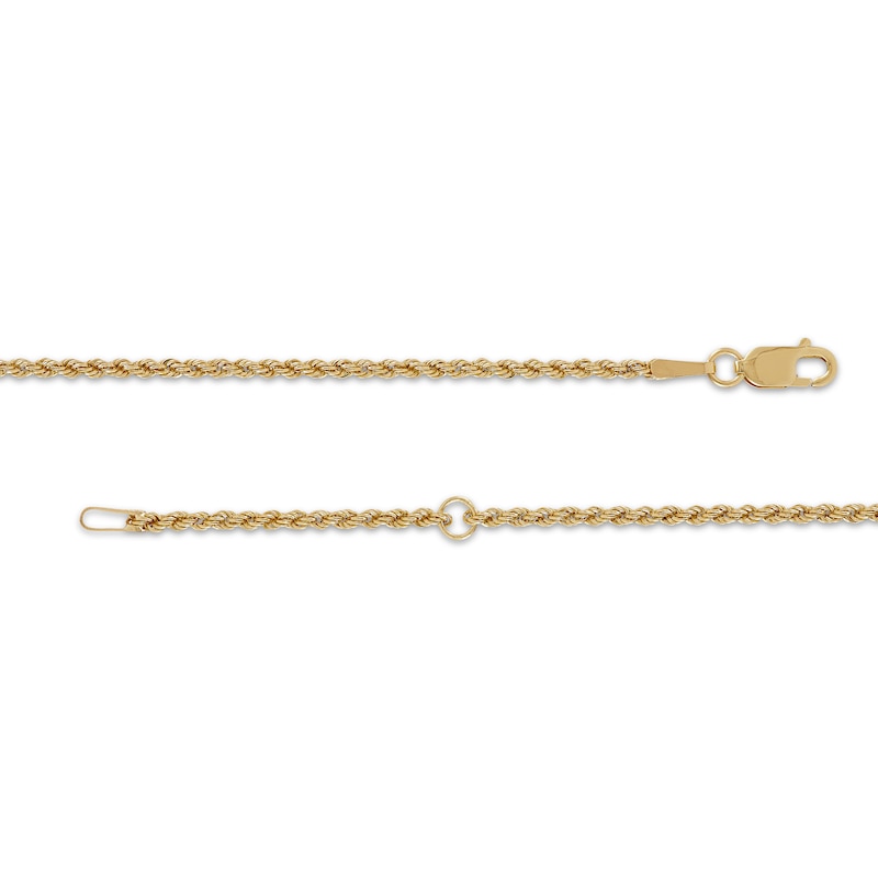 Main Image 3 of Rope Chain Anklet Semi-Solid 14K Yellow Gold 10”