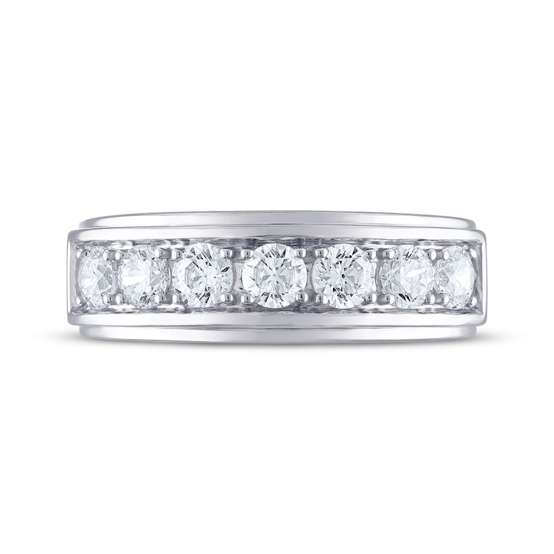 Main Image 3 of Men's THE LEO Diamond Wedding Band 1-1/2 ct tw Round-cut 14K White Gold