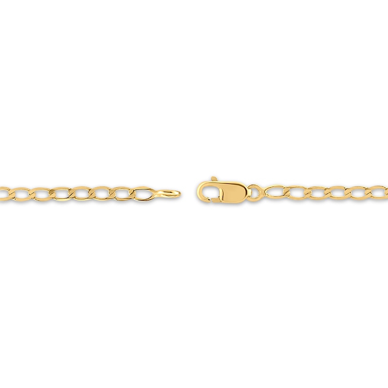 Main Image 3 of Diamond Curb Chain Station Bracelet 1/6 ct tw 10K Yellow Gold 7.5”