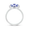 Thumbnail Image 2 of Pear-Shaped Blue Lab-Created Sapphire & White Lab-Created Sapphire Flower Ring Sterling Silver