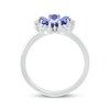 Thumbnail Image 2 of Pear-Shaped Blue Lab-Created Sapphire & White Lab-Created Sapphire Flower Ring Sterling Silver