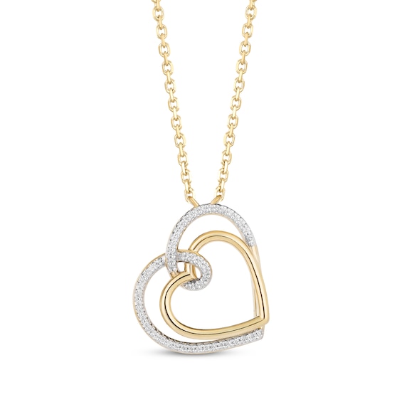Hallmark Diamonds Looping Hearts Necklace 1/10 ct tw 10K Yellow Gold 18"