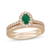Thumbnail Image 1 of Neil Lane Oval-Cut Natural Emerald & Diamond Halo Engagement Ring 5/8 ct tw 14K Yellow Gold