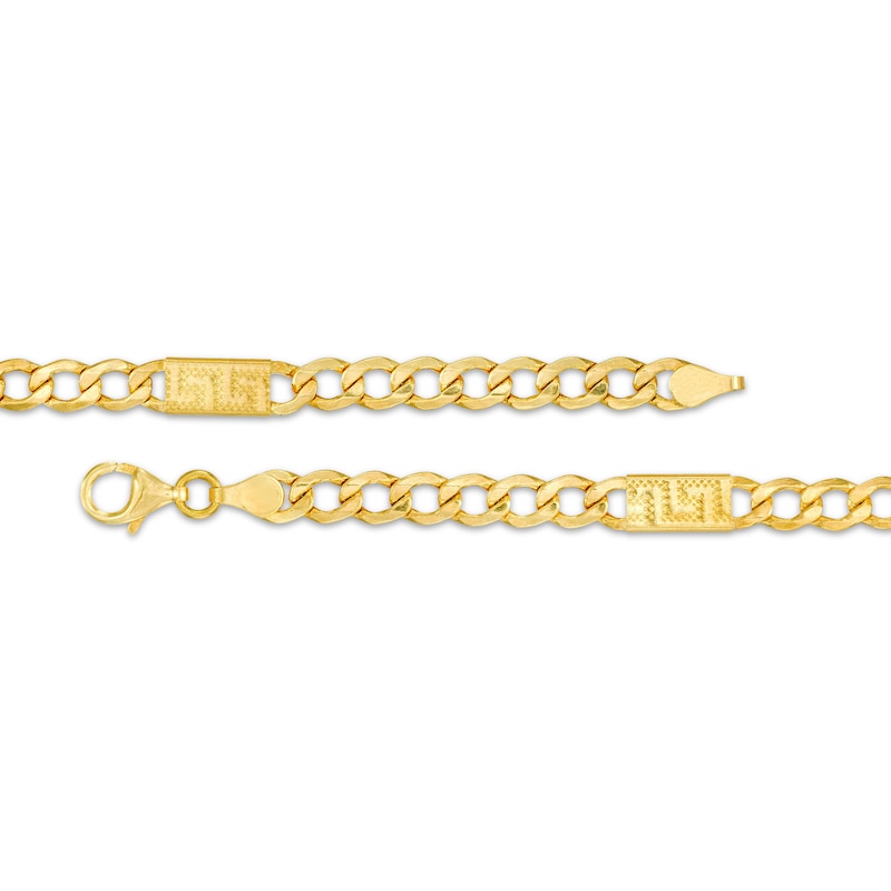 Main Image 3 of Curb Chain Greek Key Station Necklace Semi-Solid 10K Yellow Gold 18"