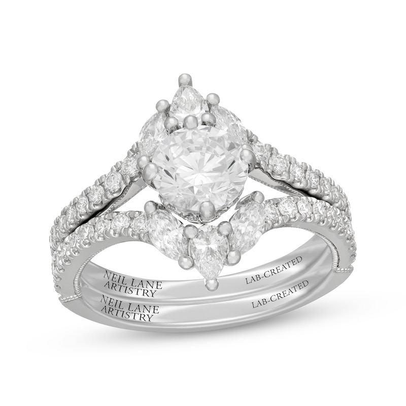 Main Image 1 of Neil Lane Artistry Round, Pear & Marquise-Cut Lab-Grown Diamond Bridal Set 1-7/8 ct tw 14K White Gold