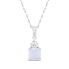Thumbnail Image 1 of Cushion-Cut Lab-Created Opal & White Lab-Created Sapphire Necklace Sterling Silver 18"