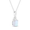 Thumbnail Image 2 of Cushion-Cut Lab-Created Opal & White Lab-Created Sapphire Necklace Sterling Silver 18"