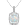 Thumbnail Image 0 of Cushion-Cut Lab-Created Opal & White Lab-Created Sapphire Necklace Sterling Silver 18"