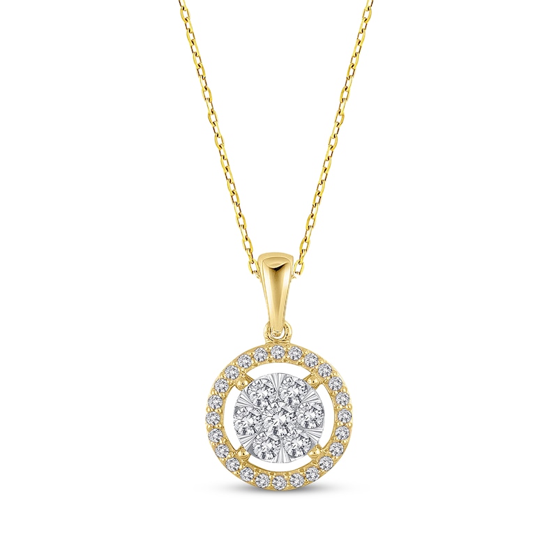 Main Image 1 of Diamond Necklace 1/2 ct tw Round-cut 10K Two-Tone Gold
