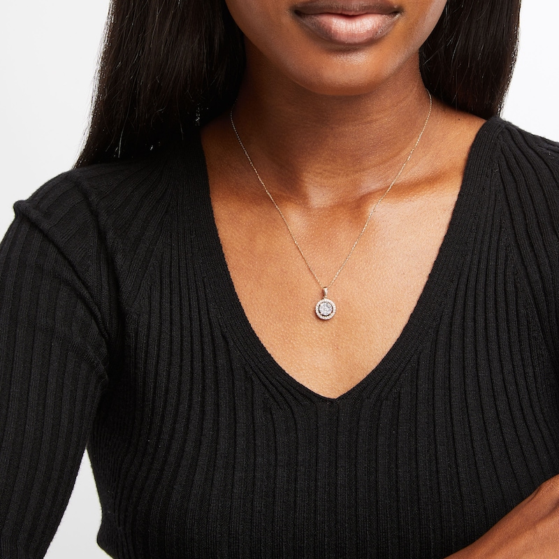 Main Image 3 of Diamond Necklace 1/2 ct tw Round-cut 10K Two-Tone Gold