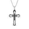 Thumbnail Image 1 of Men's Black Diamond Satin Finish Cross Necklace 1/6 ct tw Stainless Steel & Black Ion Plating 24"