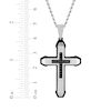 Thumbnail Image 4 of Men's Black Diamond Satin Finish Cross Necklace 1/6 ct tw Stainless Steel & Black Ion Plating 24"