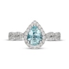 Thumbnail Image 3 of Neil Lane Pear-Shaped Aquamarine & Diamond Halo Engagement Ring 3/8 ct tw 14K White Gold