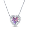 Thumbnail Image 0 of Heart-Shaped Lavender Lab-Created Opal & White Lab-Created Sapphire Necklace Sterling Silver 18"