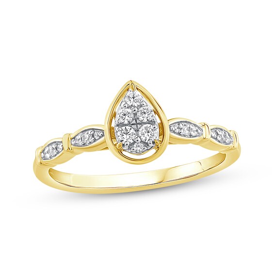 Multi-Diamond Teardrop Fashion Ring 1/6 ct tw 10K Yellow Gold