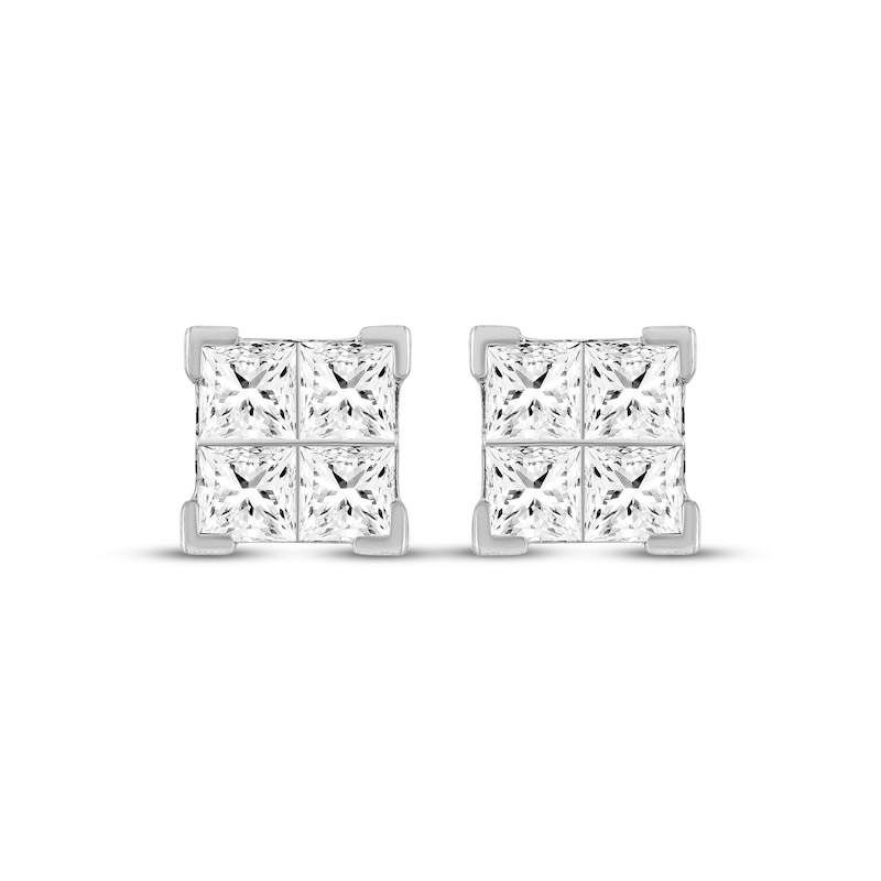 Main Image 2 of Men's KAY Lab-Grown Diamonds Quad Square-Cut Stud Earrings 2 ct tw 10K White Gold