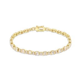 Round & Baguette-Cut Diamond Bracelet 5 ct tw 14K Yellow Gold 7.25"