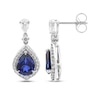 Thumbnail Image 1 of Pear-Shaped Blue Lab-Created Sapphire & Lab-Grown Diamond Drop Earrings 5/8 ct tw 14K White Gold