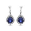 Thumbnail Image 2 of Pear-Shaped Blue Lab-Created Sapphire & Lab-Grown Diamond Drop Earrings 5/8 ct tw 14K White Gold