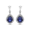 Thumbnail Image 1 of Pear-Shaped Blue Lab-Created Sapphire & Lab-Created Diamond Drop Earrings 5/8 ct tw 14K White Gold