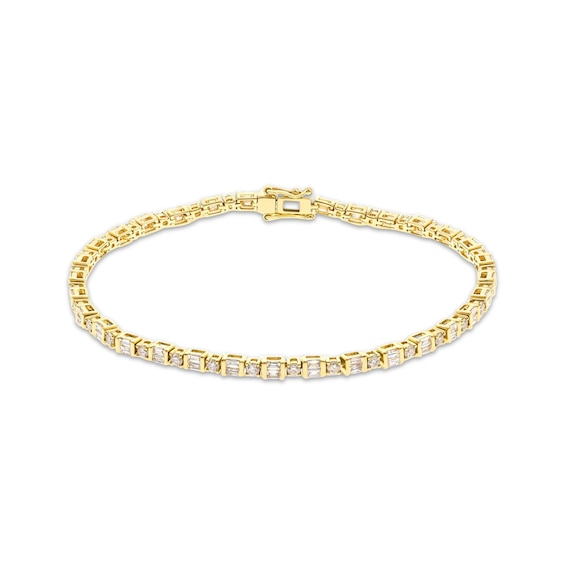 Baguette & Round-Cut Diamond Bracelet 3 ct tw 14K Yellow Gold 7"