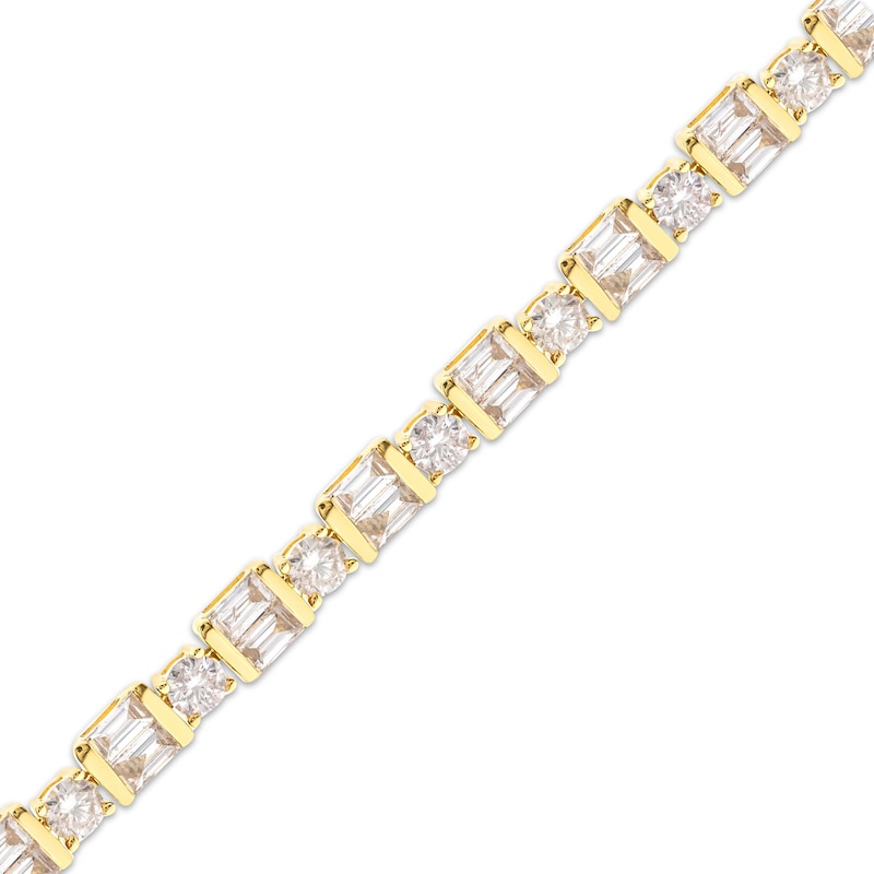 Main Image 2 of Baguette & Round-Cut Diamond Bracelet 3 ct tw 14K Yellow Gold 7"