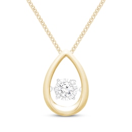 Unstoppable Love Diamond Teardrop Frame Necklace 1/10 ct tw 10K Yellow Gold 19"