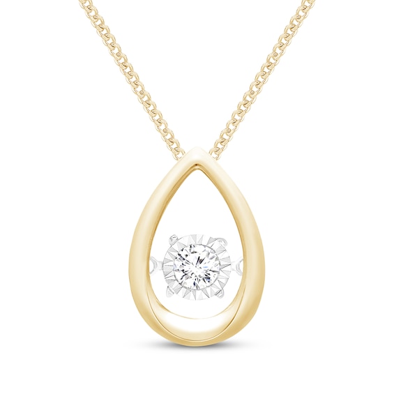 Unstoppable Love Diamond Teardrop Frame Necklace 1/10 ct tw 10K Yellow Gold 19"
