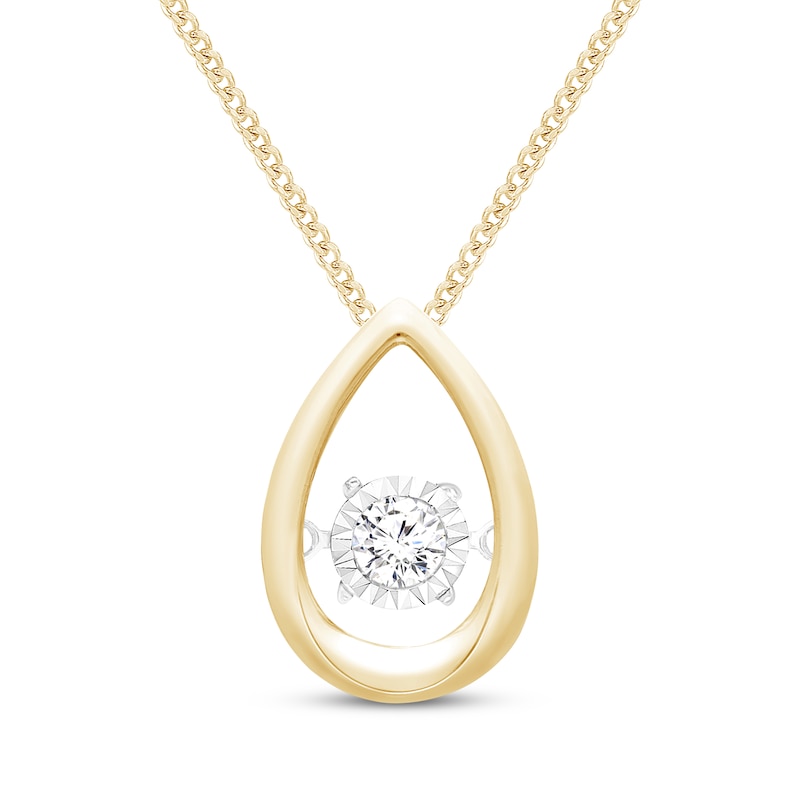 Main Image 1 of Unstoppable Love Diamond Teardrop Frame Necklace 1/10 ct tw 10K Yellow Gold 19"