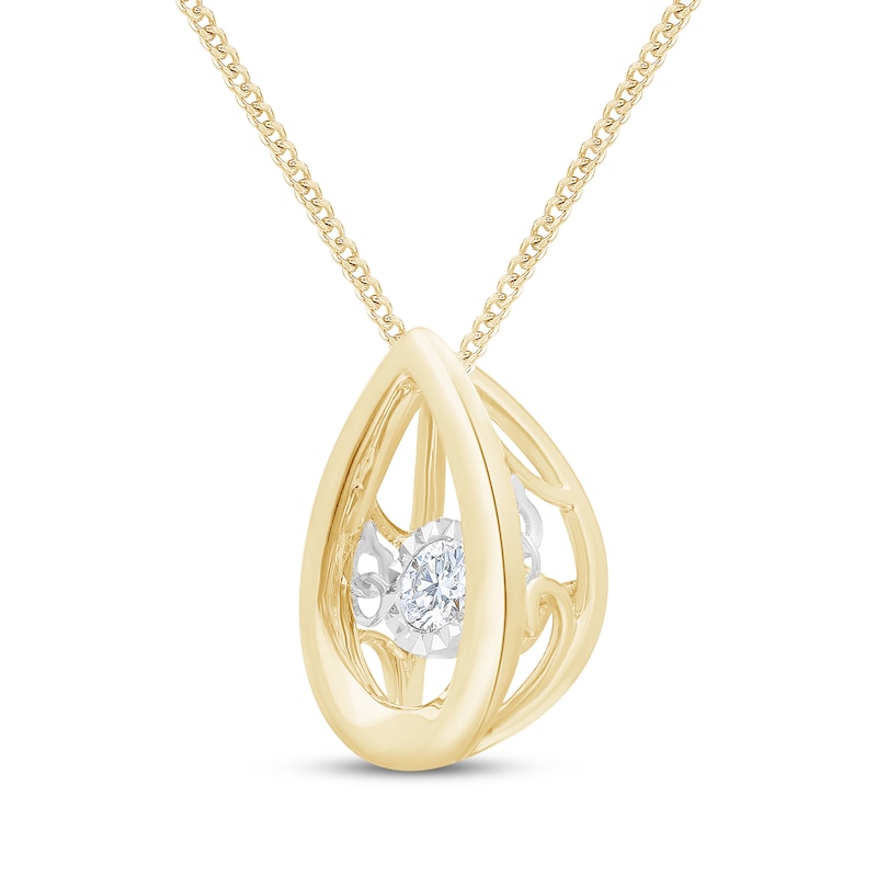 Main Image 2 of Unstoppable Love Diamond Teardrop Frame Necklace 1/10 ct tw 10K Yellow Gold 19"